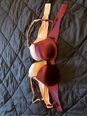 La SENZA Burgundy and Nude Dual-Tone bras
